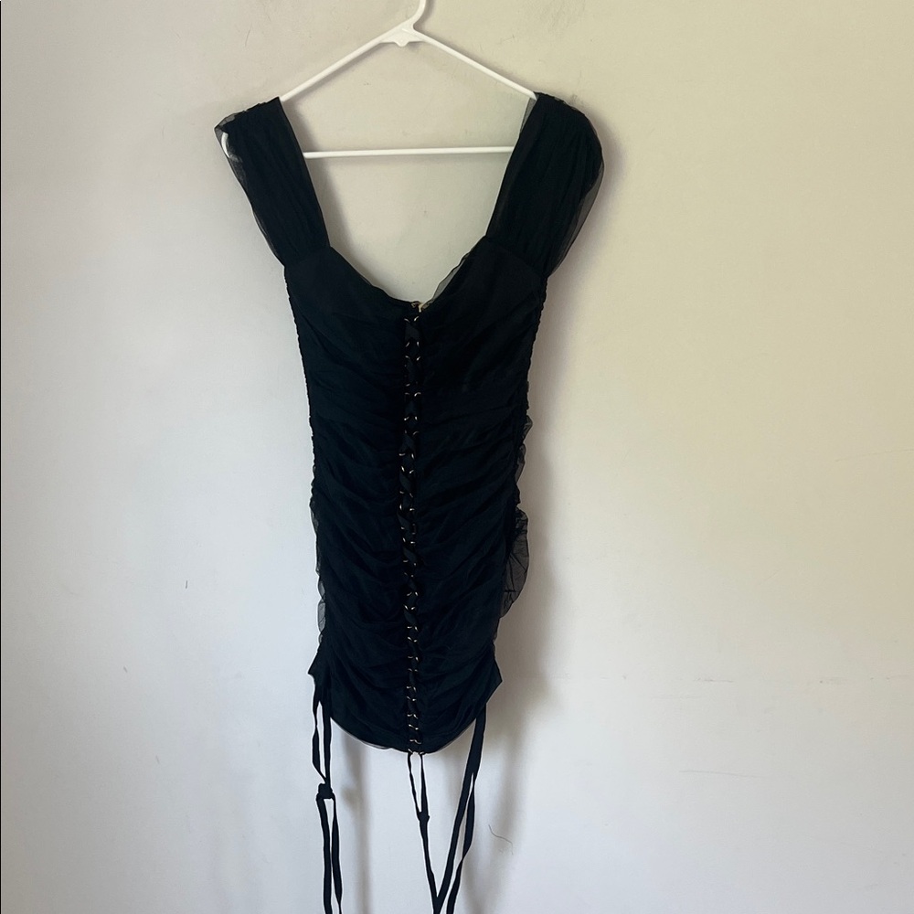 Fashion Nova NWT Women’s Black All Caught Up Mesh Mini Dress, size Large ❤️